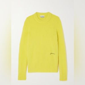 Ganni Embroidered brushed alpaca-blend sweater